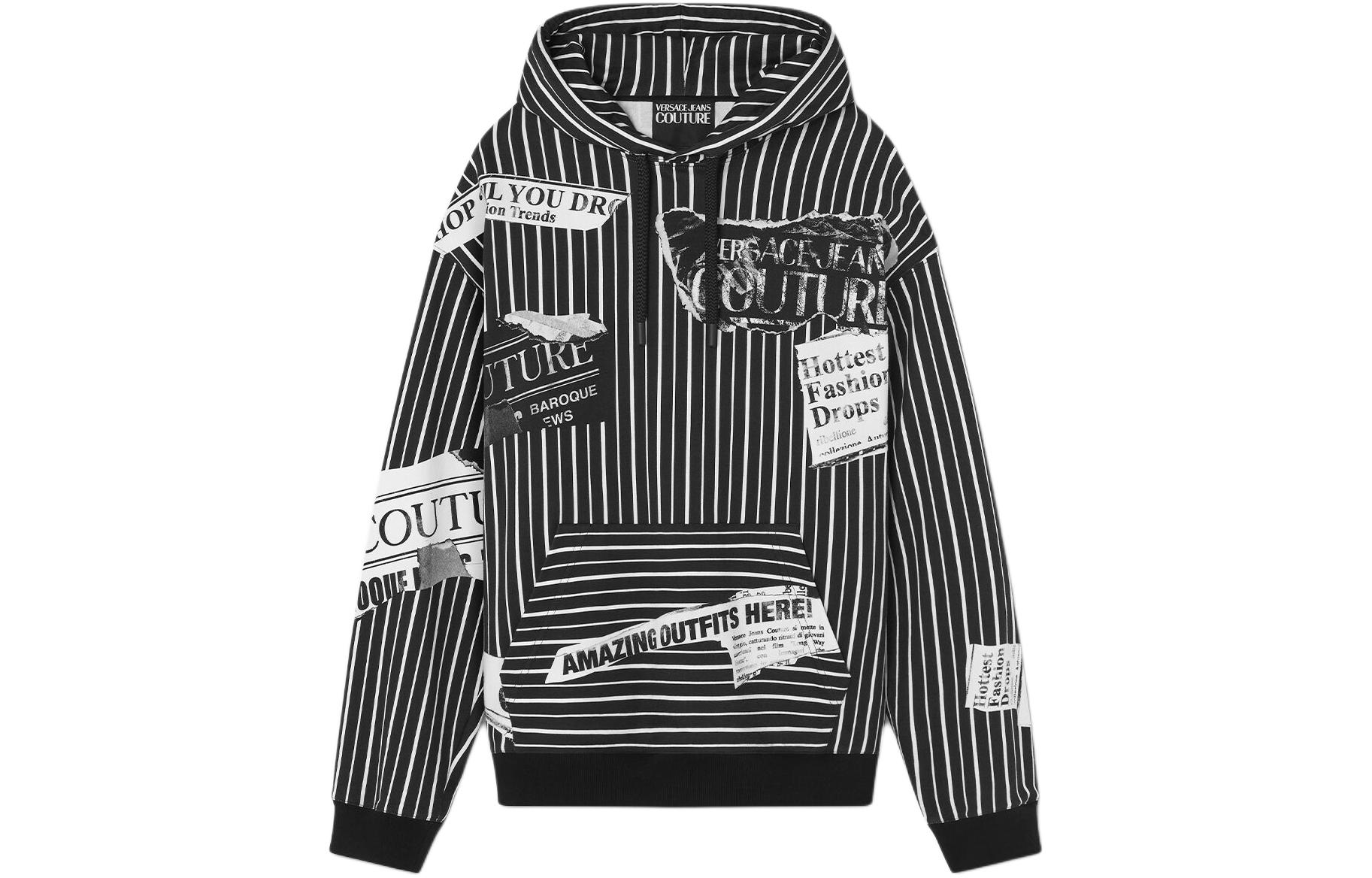 Versace SS24 Stripe Letter Print Oversized Hoodie Black Hoodie E76GAI3LM-EFS150-E899