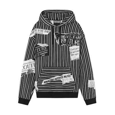 Versace SS24 Stripe Letter Print Oversized Hoodie Black Hoodie E76GAI3LM-EFS150-E899