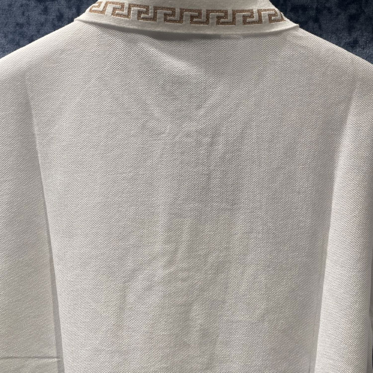 Details for Versace SS24 White Embroidered Lettering Straight-Cut Casual  Polo Shirt 1011851-A231377-2W110