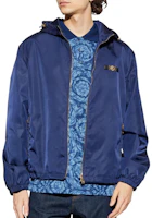 Shop VERSACE SS25 藍色拉鏈連帽飛行外套夹克 1020685-1A02928-1UF50