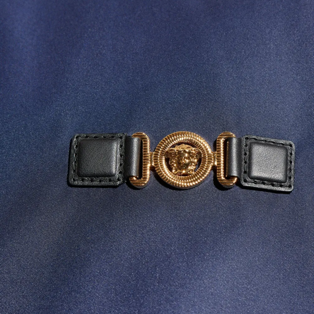 Details for VERSACE SS25  Blue Zip-Up Hooded Bomber Jacket 1020685-1A02928-1UF50