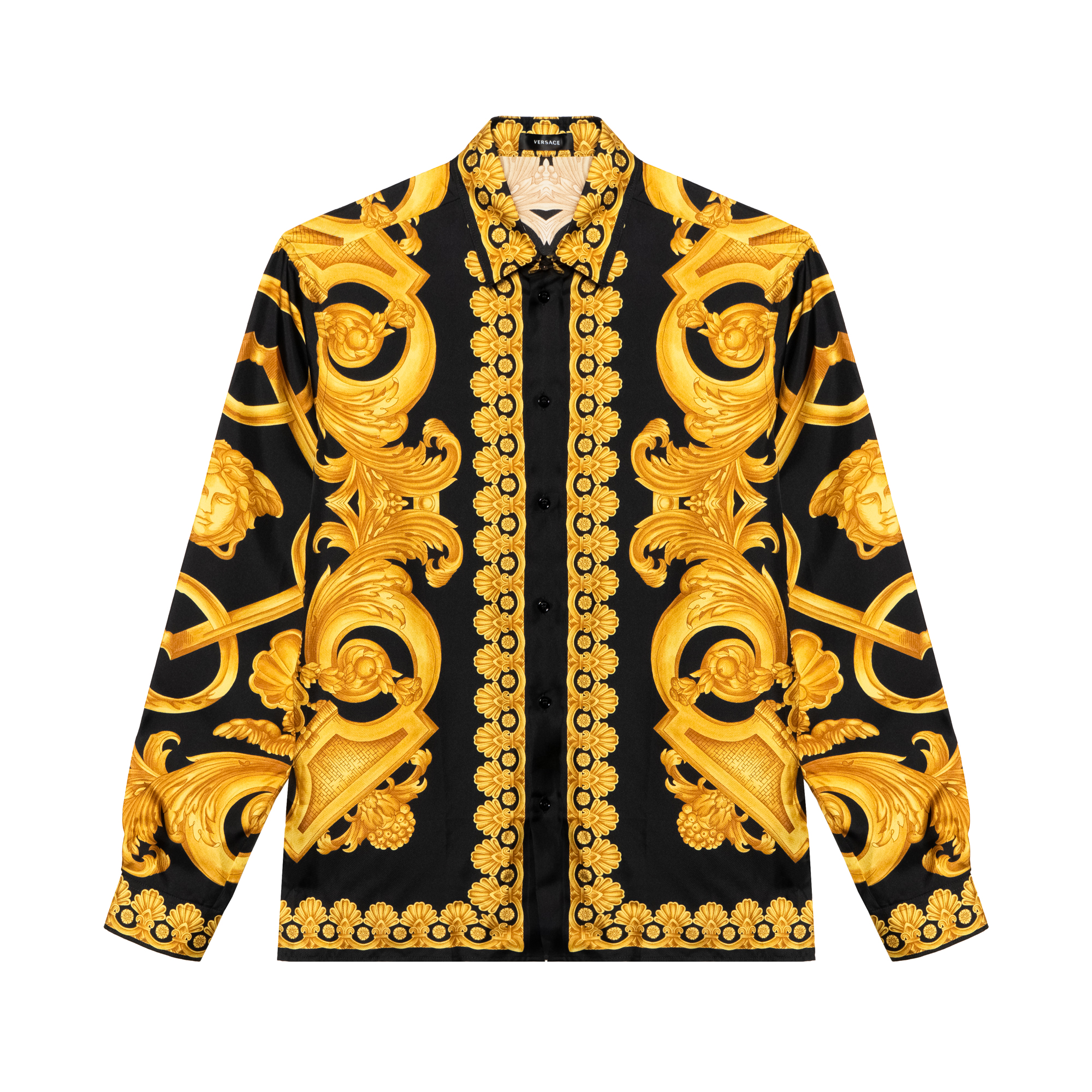 VERSACE SS25 Baroque Silk Long Sleeve Shirt for Men 1008274-1A10489-5B000
