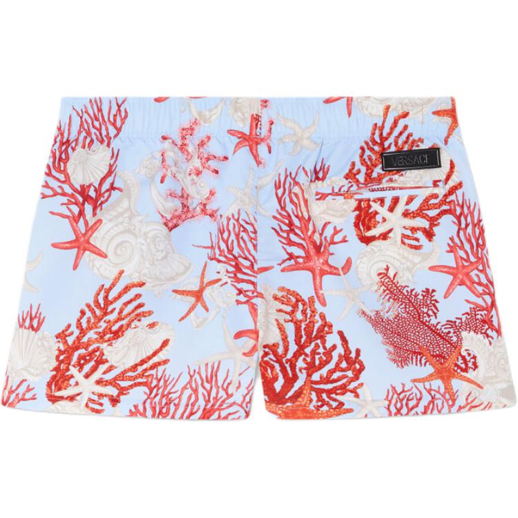 Lookbook 베르사체 스타피쉬 프린트 남성 미드라이즈 루즈핏 수영 반바지 FW24 멀티컬러 1016217-1A11347-5UB20