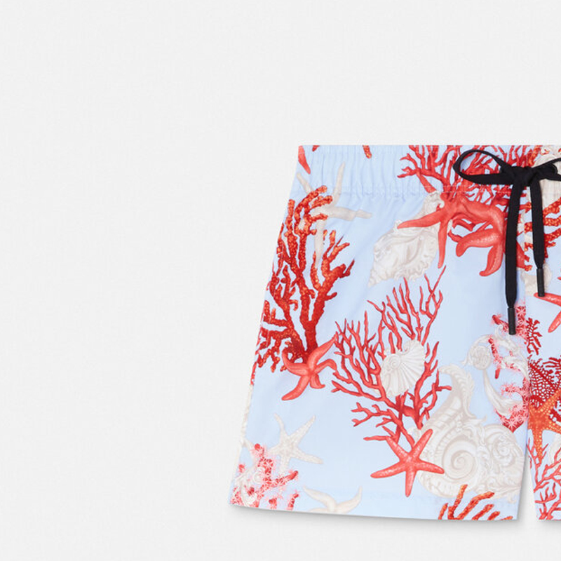 Shop 베르사체 스타피쉬 프린트 남성 미드라이즈 루즈핏 수영 반바지 FW24 멀티컬러 1016217-1A11347-5UB20