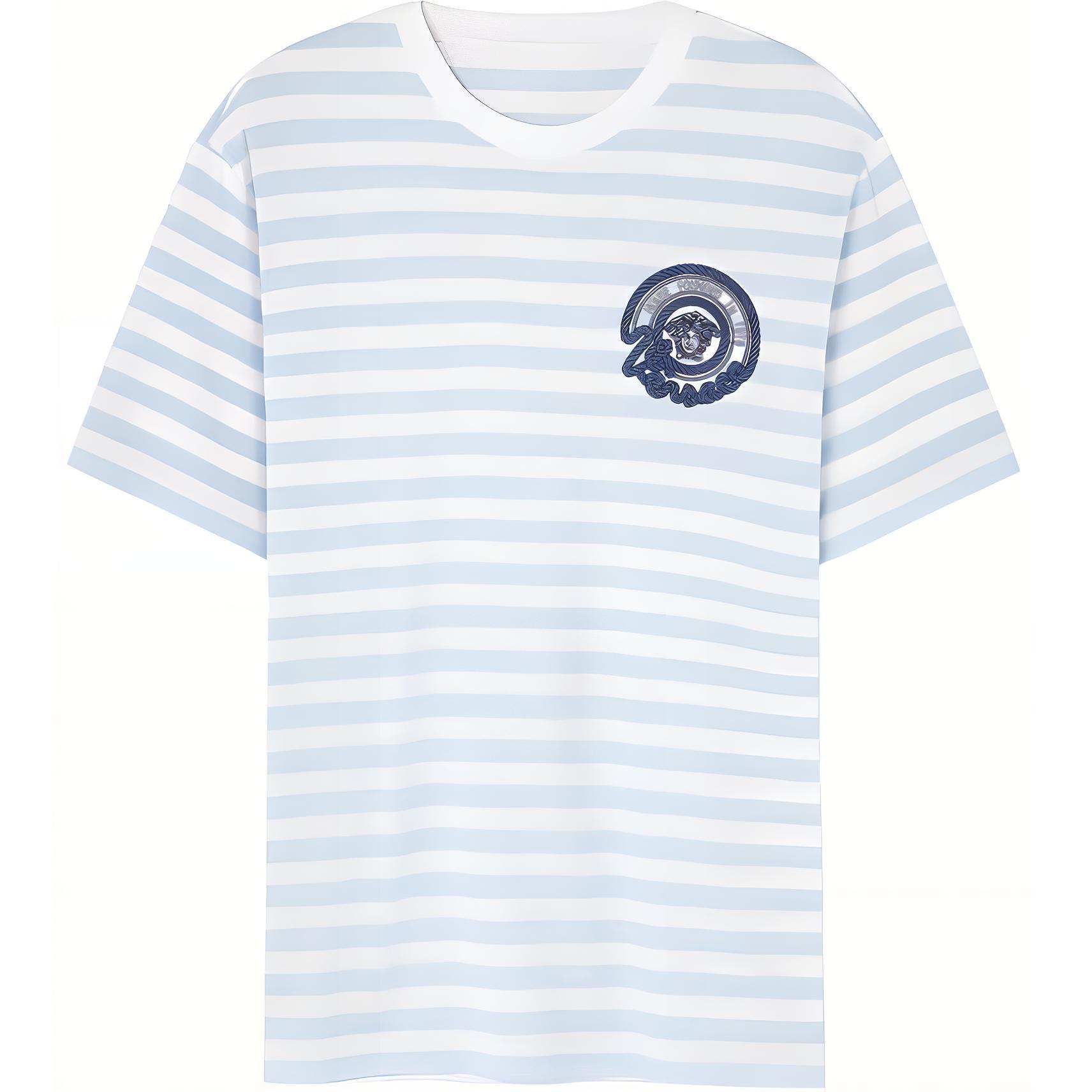 Versace Striped Logo Icon Short Sleeve T-Shirt  White 1013302-1A09873-2WK90