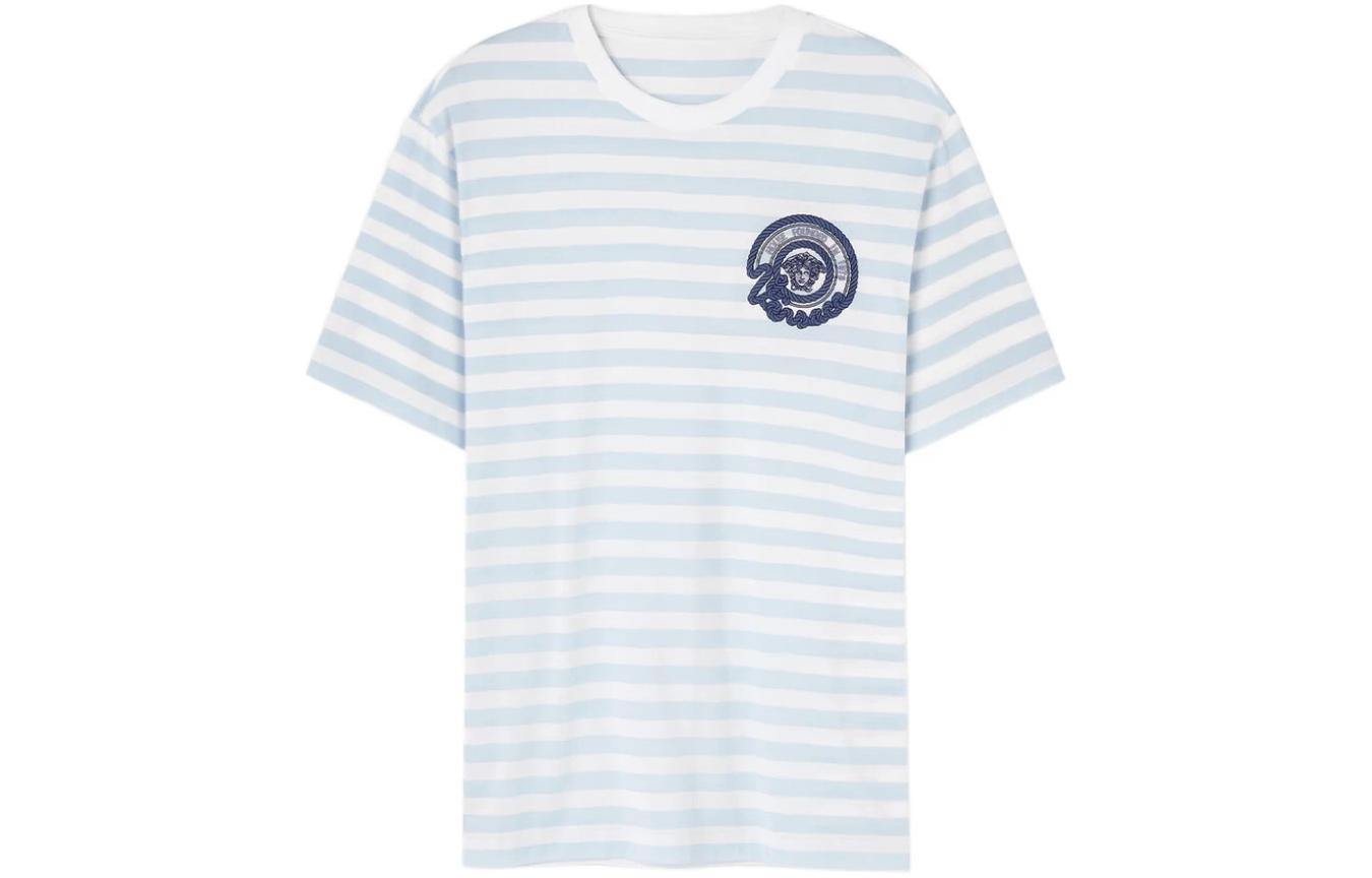 Versace Striped Logo Icon Short Sleeve T-Shirt  White 1013302-1A09873-2WK90 圖 2