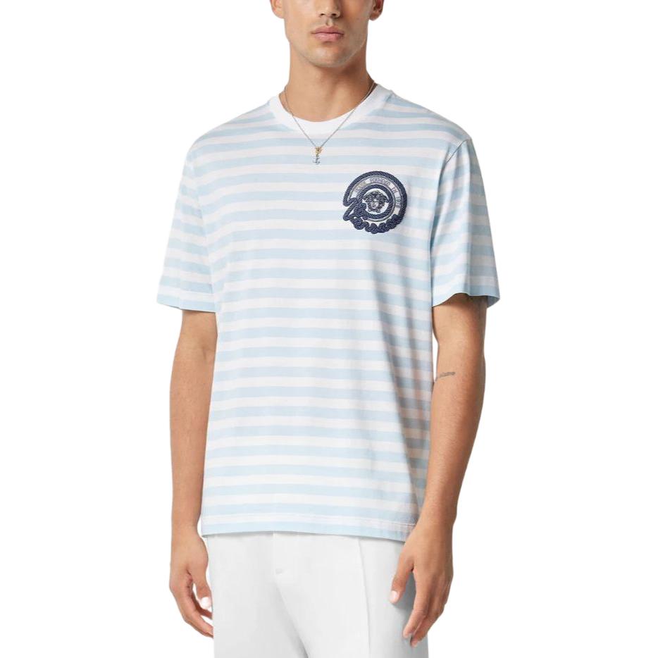 Versace Striped Logo Icon Short Sleeve T-Shirt  White 1013302-1A09873-2WK90 圖 3