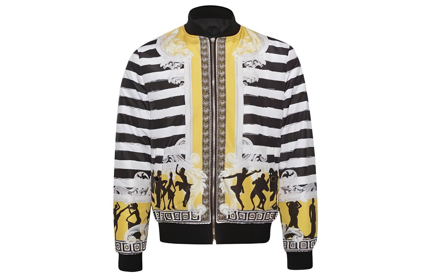 Versace Striped Print Baseball Collar Jacket V500490-VT01550-V7083