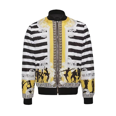 Versace Striped Print Baseball Collar Jacket V500490-VT01550-V7083