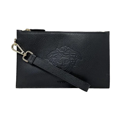 Versace Top Zip Clutch Bag Black