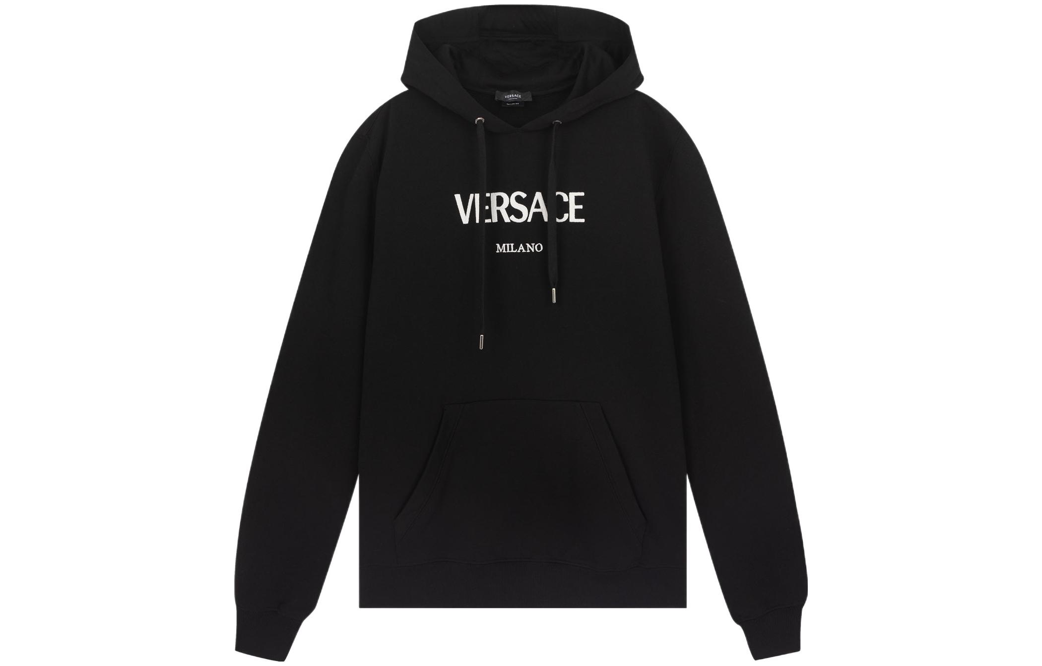 Versace Unisex Logo Embroidered Hoodie - Black A89478-A231242-A1008