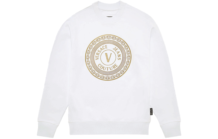 Versace V Print Crewneck Long Sleeve Sweatshirt White EB7GZA7TX-E30318-EK41