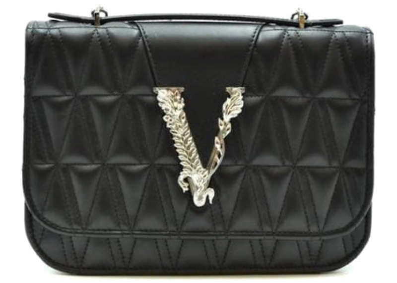 Versace Virtus Quilted Shoulder Bag Small Black