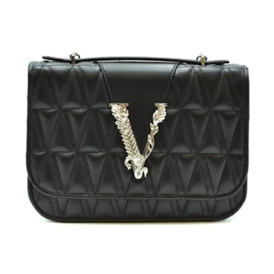 Versace Virtus Quilted Shoulder Bag Small Black