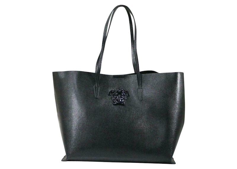 Versace Vitello Tote Bag Black