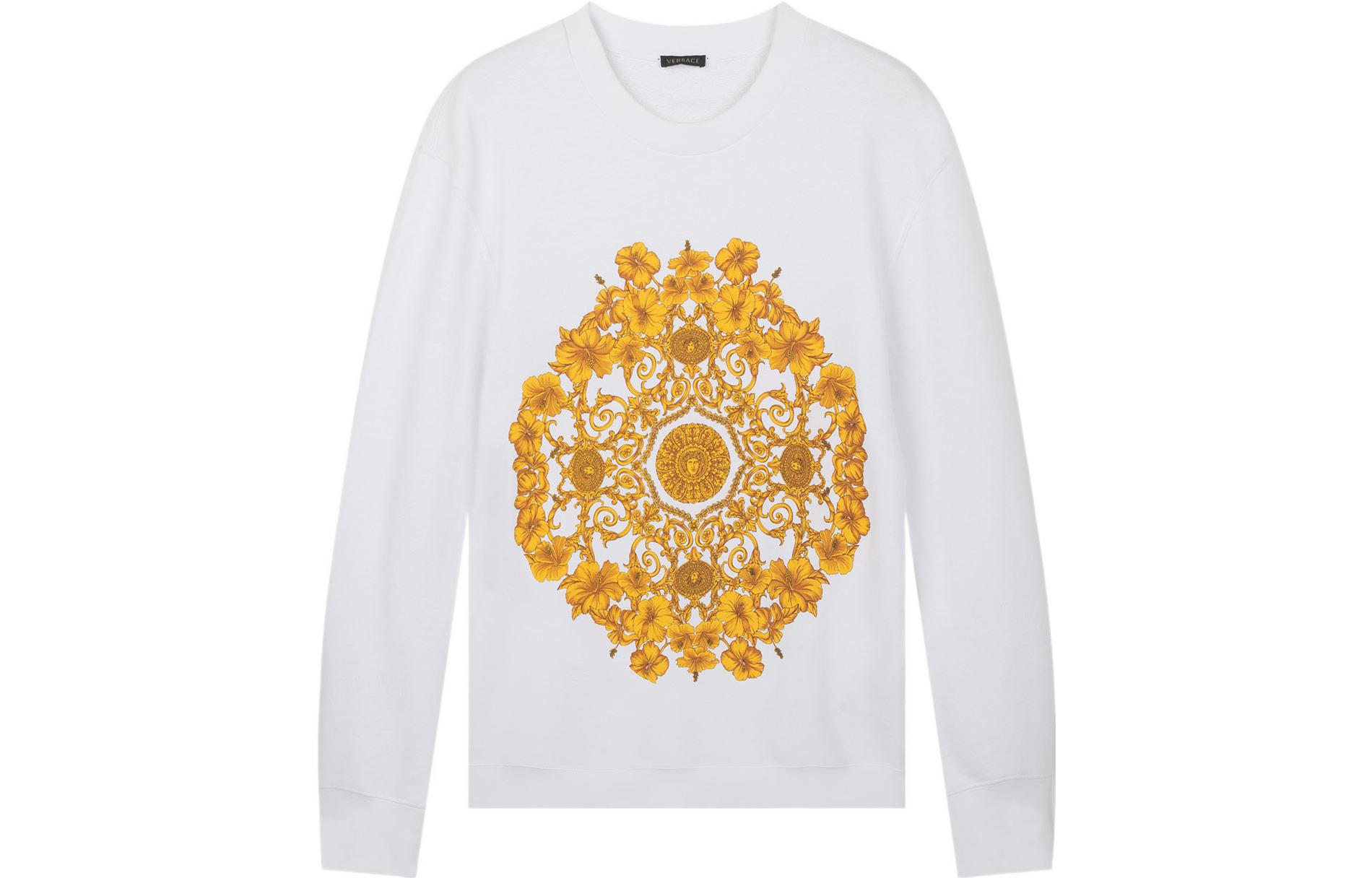 Versace White Baroque Print Loose-Fit Pullover Sweatshirt A86840S-A230902-A1001
