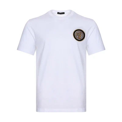 VERSACE White Cotton Crewneck T-Shirt with Character Logo A79437-A201952-A001