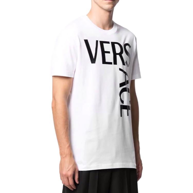 Purchase VERSACE White Cotton Logo Print Short Sleeve T-Shirt 1001288-1A00922-1W000