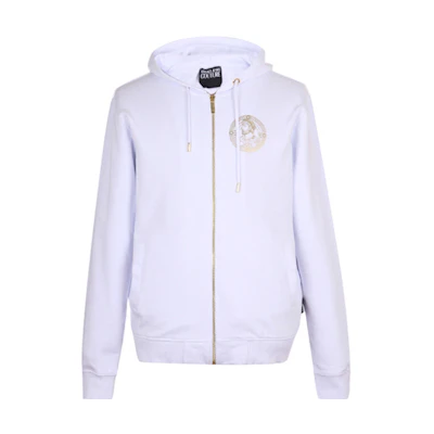 Versace White Cotton Zip-Up Long Sleeve Sweatshirt B7GUA7F1-36604-003