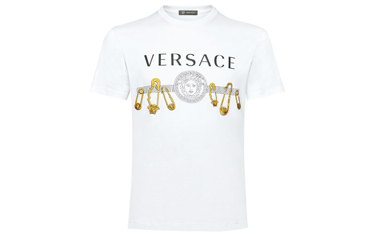 VERSACE White Crew Neck Logo Graphic T-Shirt A85159-A228806-A2088