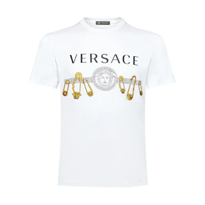 VERSACE White Crew Neck Logo Graphic T-Shirt A85159-A228806-A2088