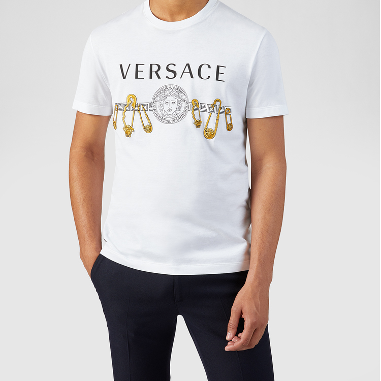 VERSACE White Crew Neck Logo Graphic T-Shirt A85159-A228806-A2088 圖 4