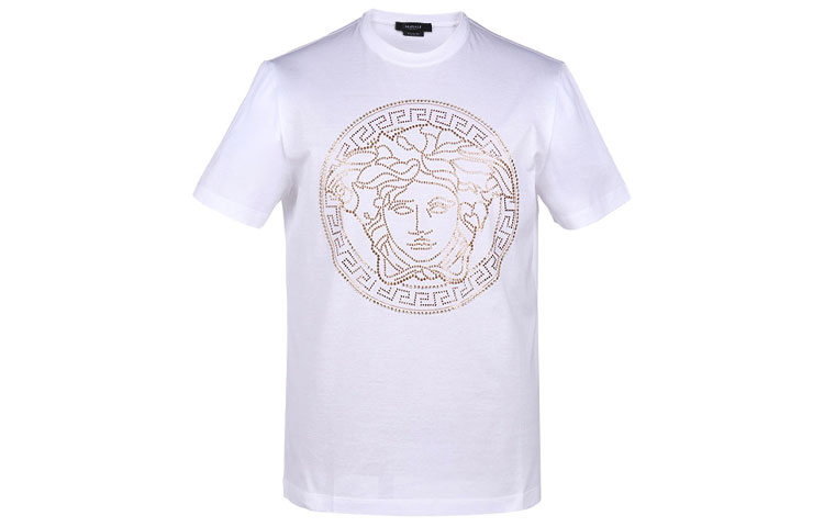 VERSACE White Crew Neck Printed Short Sleeve Tee A77987-A201952-A1001