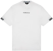 VERSACE White Crewneck Logo Embroidered Short Sleeve T-Shirt A88650-A235263-A1001 VERSACE White Crewneck Logo Embroidered Short Sleeve T-Shirt A88650-A235263-A1001