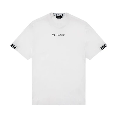 VERSACE White Crewneck Logo Embroidered Short Sleeve T-Shirt A88650-A235263-A1001