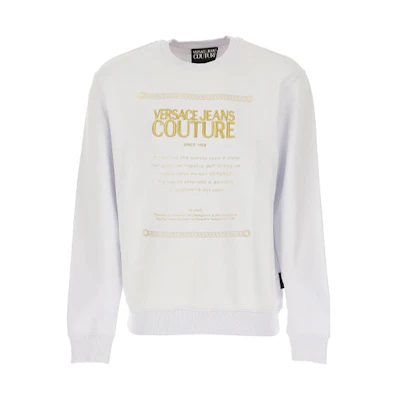 Versace White Crewneck Sweatshirt with Embroidered Lettering B7GUA7FN-36604-003