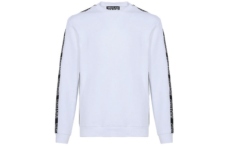 Versace White Crewneck Sweatshirt with Side Logo and Fleece Blend B7GUA7FH-13936-003