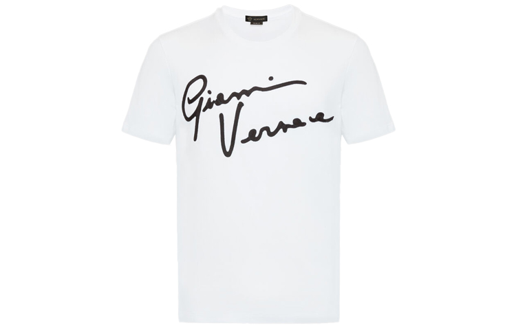 Versace White Crewneck T-Shirt with Letter Applique A85162-A228806-A2048 圖 2