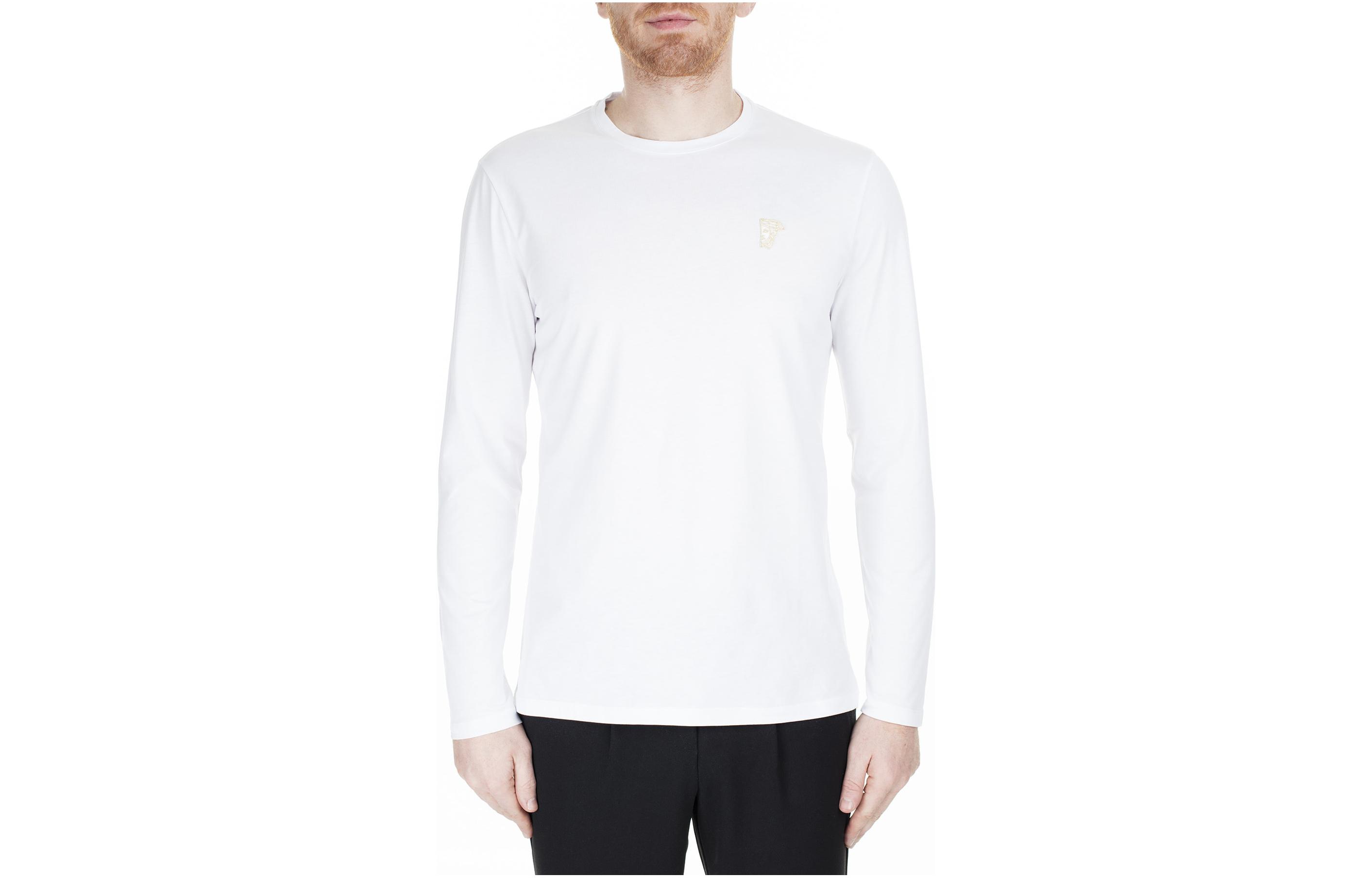 Versace White Embroidered Logo Crewneck Sweatshirt V800491R-VJ00180-V9052