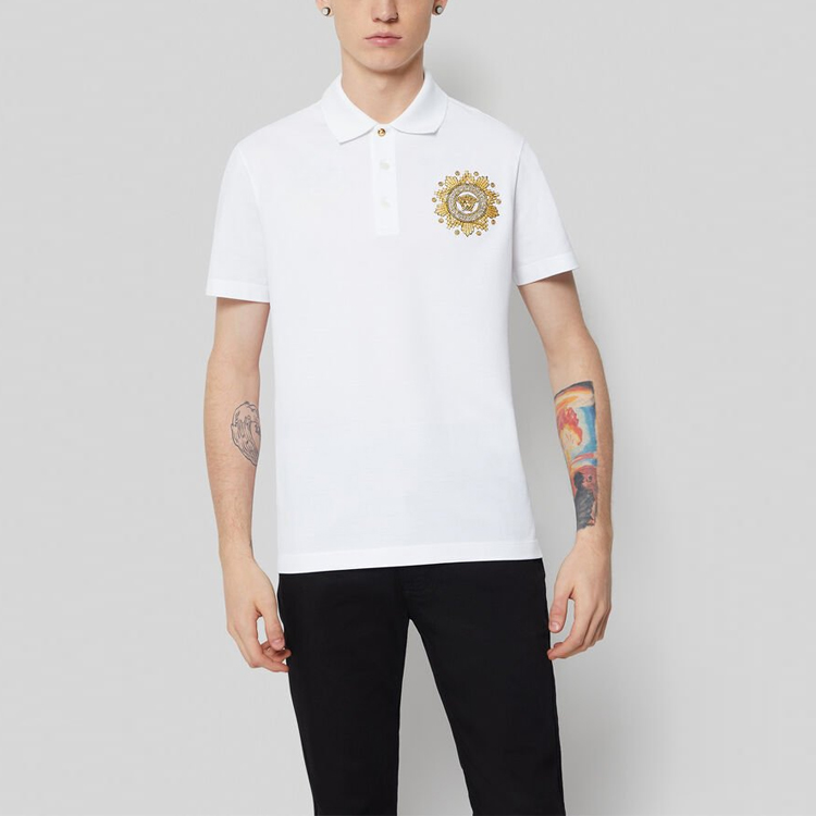 Shop VERSACE 白色刺绣短袖POLO衫 A85111-A231240-A2088