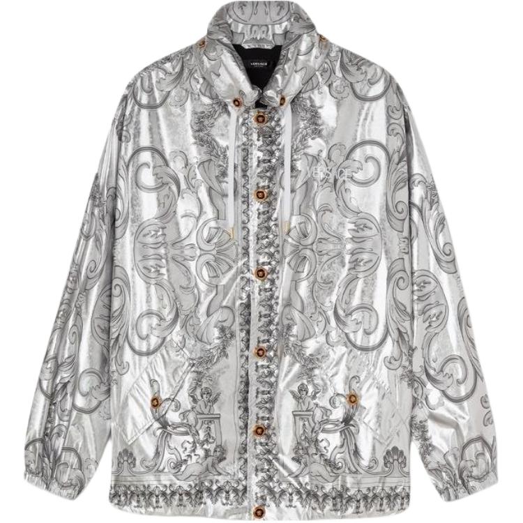 Versace White Full-Print Button-Up Collar Jacket 1006018-1A04457