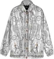 Versace White Full-Print Button-Up Collar Jacket 1006018-1A04457 Versace White Full-Print Button-Up Collar Jacket 1006018-1A04457