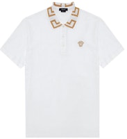 Versace White Letter Print Button-Up Straight Short Sleeve Polo Shirt A87402-A231240-A1001 Versace White Letter Print Button-Up Straight Short Sleeve Polo Shirt A87402-A231240-A1001