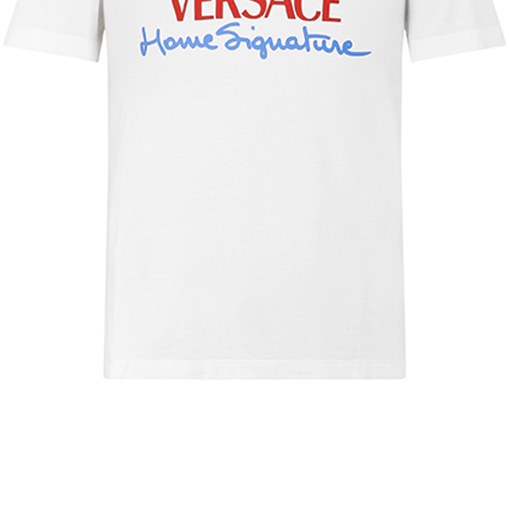 Versace White Letter Print Crew Neck Short Sleeve T-Shirt A85989-A228806-A1002 圖 8