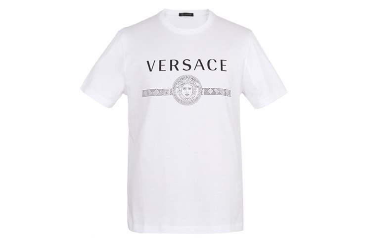 VERSACE White Logo Cotton Crewneck T-Shirt A83159-A228806-A1001
