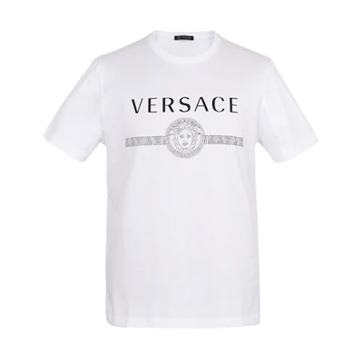 VERSACE White Logo Cotton Crewneck T-Shirt A83159-A228806-A1001