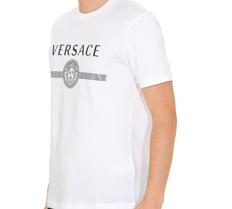 VERSACE White Logo Cotton Crewneck T-Shirt A83159-A228806-A1001 圖 5