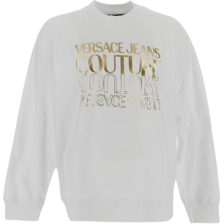 Versace White Logo Crewneck Loose Fit Sweatshirt 76GAIT10-CF01T-G03