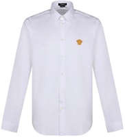 VERSACE White Logo Embroidered Long Sleeve Button-Up Shirt. A89273-A232105-A1001 VERSACE White Logo Embroidered Long Sleeve Button-Up Shirt. A89273-A232105-A1001