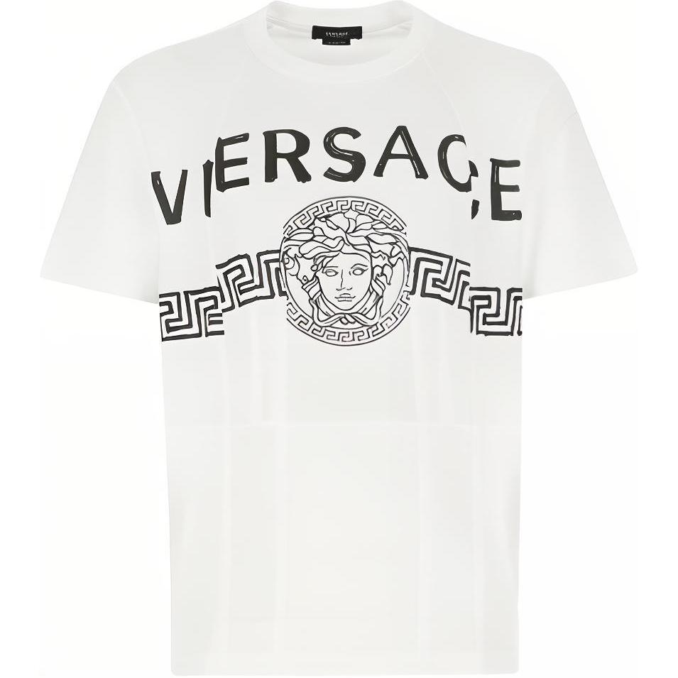 VERSACE White Logo Graphic Crew Neck Short Sleeve T-Shirt. A86893-A228806-A1001 圖 2