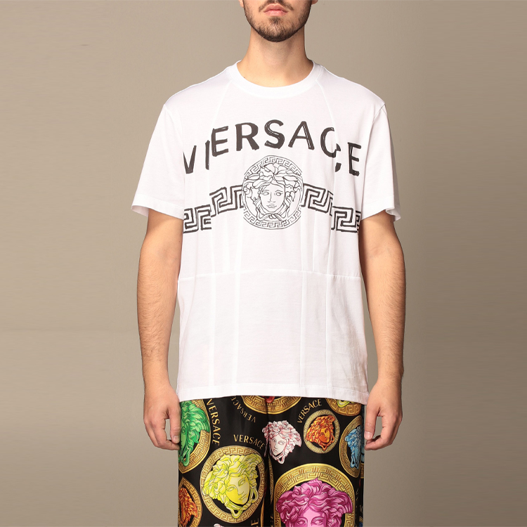 VERSACE White Logo Graphic Crew Neck Short Sleeve T-Shirt. A86893-A228806-A1001 圖 5