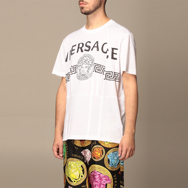 VERSACE White Logo Graphic Crew Neck Short Sleeve T-Shirt. A86893-A228806-A1001 圖 7