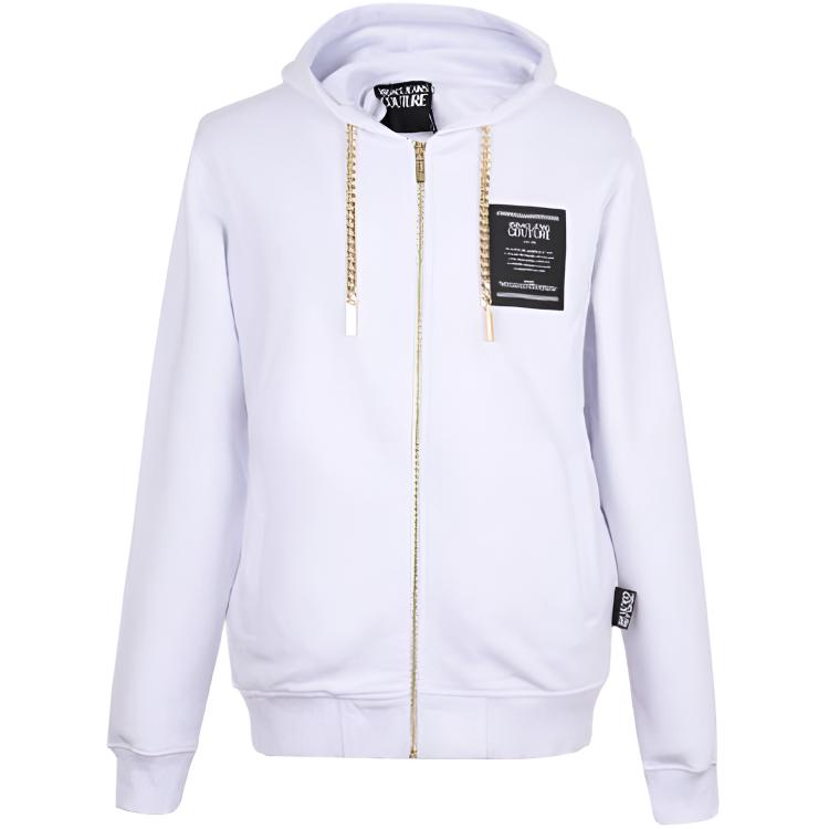 Versace White Logo Statement Zip-Up Sweatshirt for Men B7GUA7FO-30216-003