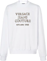 Versace White Long-Sleeve Sweatshirt with Gold Logo B7GUA7FZ-36612-003 Versace White Long-Sleeve Sweatshirt with Gold Logo B7GUA7FZ-36612-003