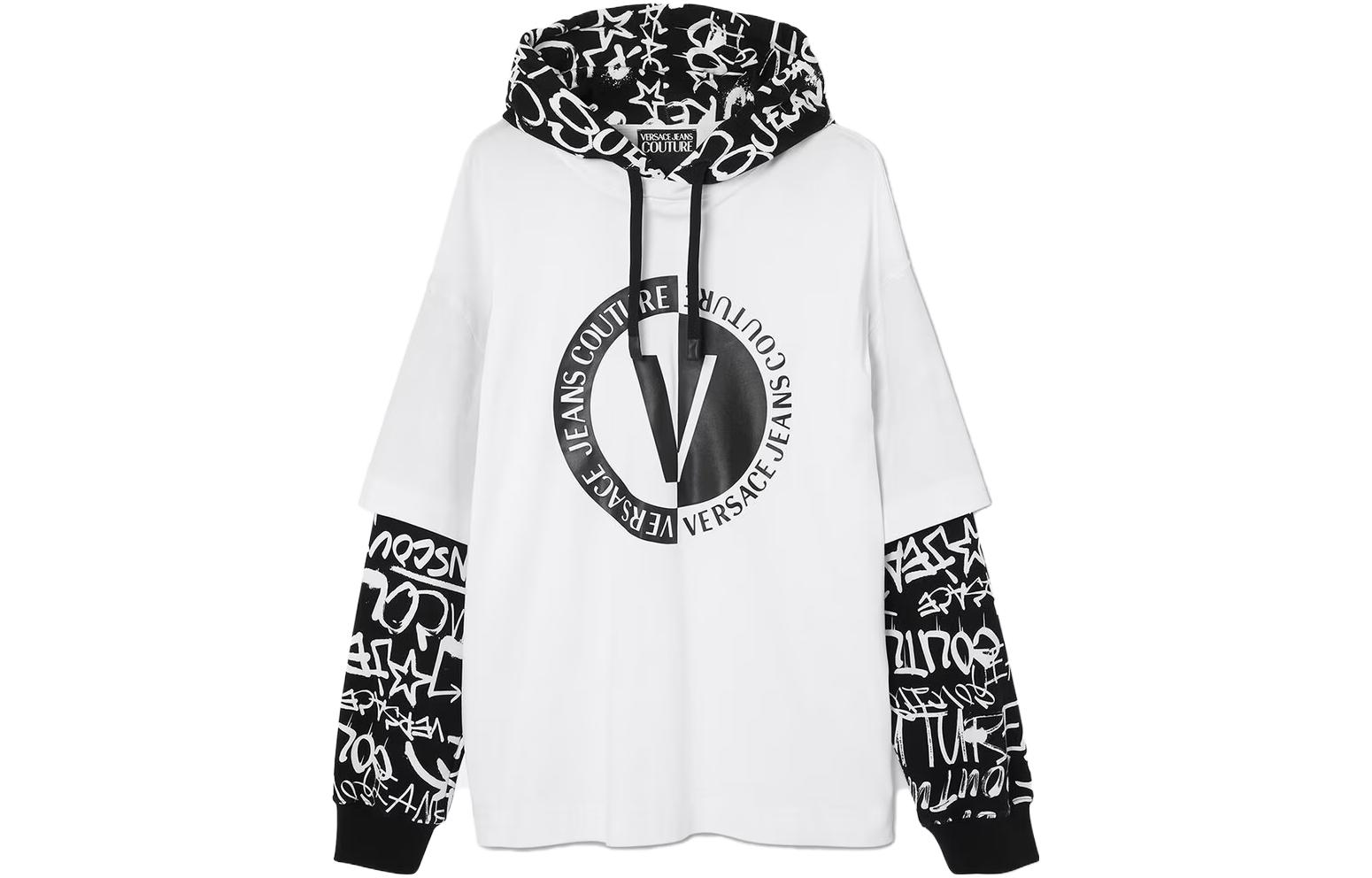 Versace White Loose-Fit Sweatshirt with Letter Print Design E75GAHE07-ECJ01E-E003