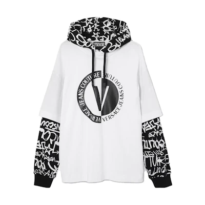 Versace White Loose-Fit Sweatshirt with Letter Print Design E75GAHE07-ECJ01E-E003
